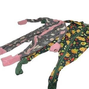 TWO Little Sleepies onsie Zippy Pajama  Size 3-6 and 6-12 months
